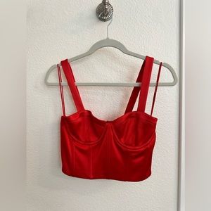 Alice + Olivia Jenna Bustier Crop Top in Poppy